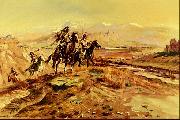 Charles M Russell Intruders oil painting